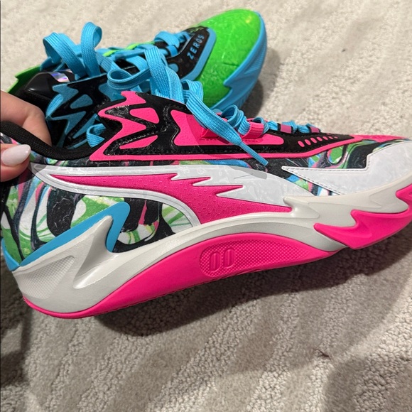 Puma Court Rider 2 Zeros Basketball Shoes‎ Pink Green Blue Tie Dye Mens - Picture 10 of 13